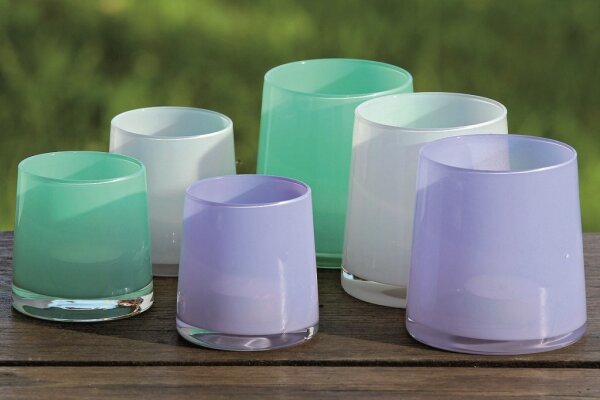 3 x dekorative Glas Windlichter Avila Geschenk Teelichthalter Glas Licht