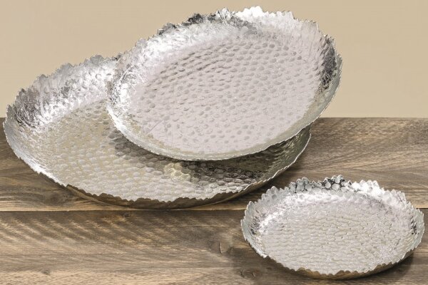 3 x Deko-Teller Set Angie Aluminium silber D19-33cm Dekoschale Schale Geschenk