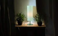 Tischleuchte Leander Nachttischlampe Nickel Glas weiß