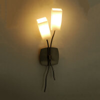 Wandleuchte Madrid 2 flammig Halogenlampe Stahl-Glas Wandlampe Leuchte G9
