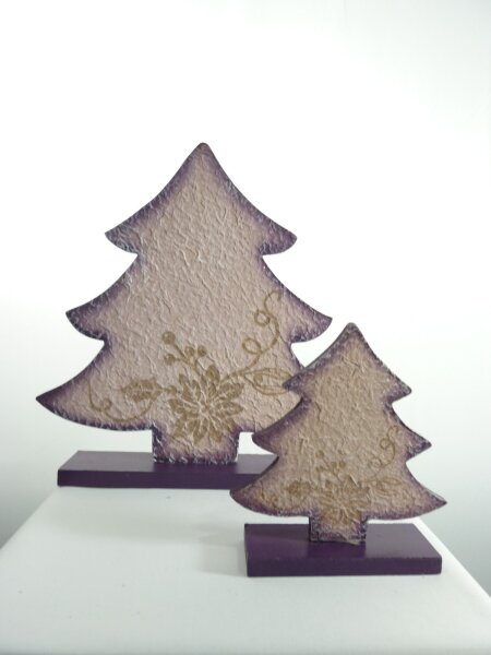 Weihnachtsbäume als 2er Set, lila,  Dekoration, Weihnachten, Handbemalt