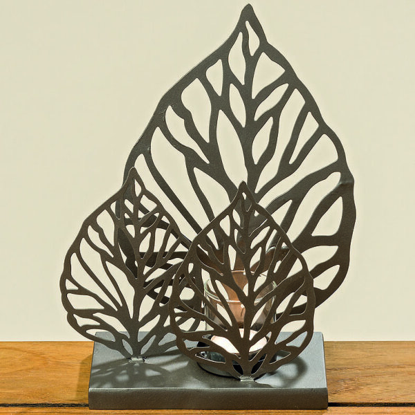 Windlicht Sanya H25cm Eisen grau Teelichthalter Kerzenhalter Dekoration Geschenk