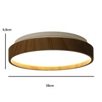 LED Dekenleuchte Senja D:38cm holzoptik/weiß Lichtfarbe warm-kaltweiss