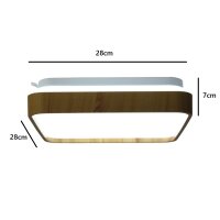 Moderne LED Dekenleuchte Senja viereck 28cm holzoptik/weiß