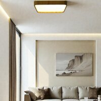 Moderne LED Dekenleuchte Senja viereck 28cm holzoptik/weiß