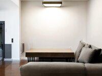 Moderne LED Dekenleuchte Senja viereck 28cm holzoptik/weiß