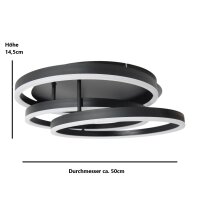 Moderne LED Dekenleuchte Alwa schwarz D:50cm