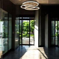 Moderne LED Dekenleuchte Alwa silber D50cm