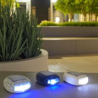 3 x LED Solar-Wegeleuchten in Steinoptik mit Spieß Gartenleuchte Treppenleuchte