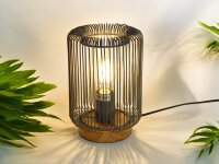 Moderne Tischleuchte Jade aus Holz  und  Metall grau Fassung E27 Tisch-Deko-Lamp