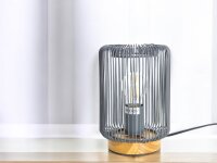 Moderne Tischleuchte Jade aus Holz  und  Metall grau Fassung E27 Tisch-Deko-Lamp