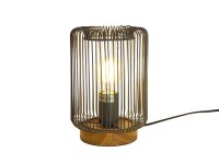 Moderne Tischleuchte Jade aus Holz  und  Metall grau Fassung E27 Tisch-Deko-Lamp