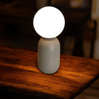 Moderne Tischleuchte Rena grau Glaskugel weiß Nachttisch-Deko-Lampe