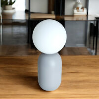 Moderne Tischleuchte Rena grau Glaskugel weiß Nachttisch-Deko-Lampe