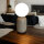 Moderne Tischleuchte Rena grau Glaskugel weiß Nachttisch-Deko-Lampe