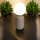Moderne Tischleuchte Rena grau Glaskugel weiß Nachttisch-Deko-Lampe