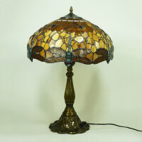 Echtglas Tiffany-Stil Tischleuchte Charlotte Lampe Nachttischleuchte Höhe 60 cm