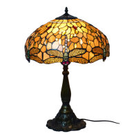 Echtglas Tiffany-Stil Tischleuchte Charlotte Lampe Nachttischleuchte Höhe 60 cm