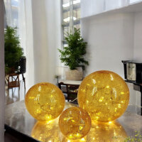 3x Glas LED-Kugel-Deko-Leuchte FIONA Bernstein