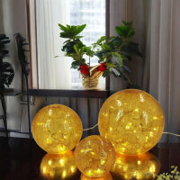 3x Glas LED-Kugel-Deko-Leuchte FIONA Bernstein