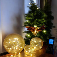 3x Glas LED-Kugel-Deko-Leuchte FIONA Bernstein