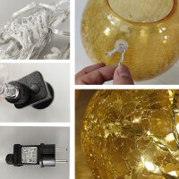 3x Glas LED-Kugel-Deko-Leuchte FIONA Bernstein