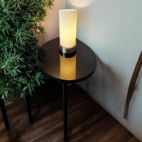 Glas-Tisch-Leuchte MATS Nachttisch-Fensterbank-Deko-Lampe Nickel Opalglas weiß
