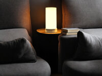 Glas-Tisch-Leuchte MATS Nachttisch-Fensterbank-Deko-Lampe Nickel Opalglas weiß