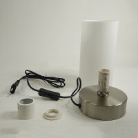 Glas-Tisch-Leuchte MATS Nachttisch-Fensterbank-Deko-Lampe Nickel Opalglas weiß