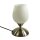 Glas-Tisch-Leuchte MIKO Nachttisch-Fensterbank-Deko-Lampe Nickel Opalglas weiß  20cm- Modell Kelchform