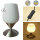 Glas-Tisch-Leuchte MIKO Nachttisch-Fensterbank-Deko-Lampe Nickel Opalglas weiß  20cm- Modell Kelchform