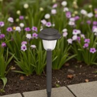5 x Solarleuchten Carsten im Set Kuststoff Erdspieß LED weiß Solar Gartenlampe