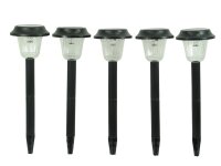 5 x Solarleuchten Carsten im Set Kuststoff Erdspieß LED weiß Solar Gartenlampe