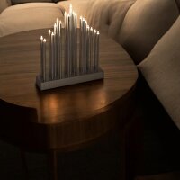 LED Stimmungsleuchte 19 flammig batteriebetrieben Dekoleuchte Fensterbeleuchtung Pyramide Silber