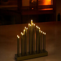 LED Stimmungsleuchte 19 flammig batteriebetrieben Dekoleuchte Fensterbeleuchtung Pyramide Gold