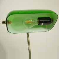 Tischleuchte Bankerslamp mit Zugschalter E27 Schreibtischleuchte (Höhe 37,5cm) altmessing-grün