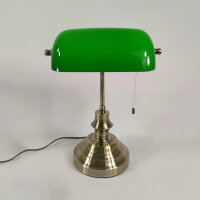 Tischleuchte Bankerslamp mit Zugschalter E27 Schreibtischleuchte (Höhe 37,5cm) altmessing-grün