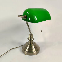 Tischleuchte Bankerslamp mit Zugschalter E27 Schreibtischleuchte (Höhe 37,5cm) altmessing-grün