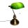 Tischleuchte Bankerslamp mit Zugschalter altmessing-grün