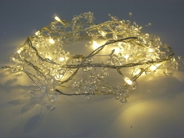 LED Pailetten Girlande 20 flg. Lichterkette Batteriebetrieben Dekolicht Tischdek Warmweiß