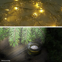 LED Pailetten Girlande 20 flg. Lichterkette Batteriebetrieben Dekolicht Tischdek Warmweiß