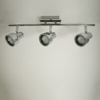 Decken-Wandstrahler Spotlampe Tessa Deckenleuchte Spot Strahler Metall chrom  Stab - 3flammig