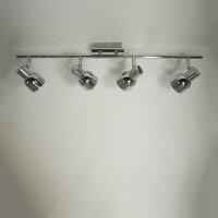 Decken-Wandstrahler Spotlampe Tessa Deckenleuchte Spot Strahler Metall chrom  Stab - 4flammig