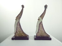2 x Weihnachtsmänner aus Holz lila Dekoration...