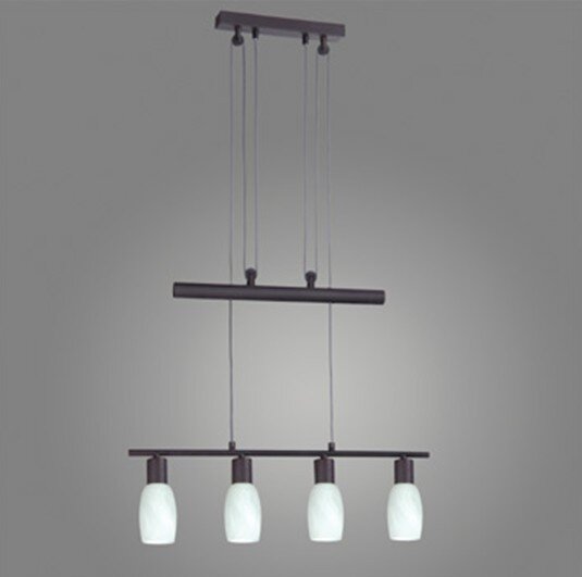 Pendelleuchte Sina 4-flammig Lampe mit Gegenzug Metall braun antik Glas weiß Hängelampe