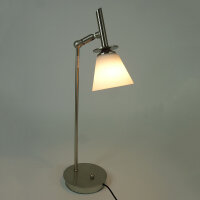Moderne Tischleuchte Kathy  Drehgelenk Lampe Nickel Glas weiß Fassung G9