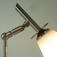 Moderne Tischleuchte Kathy  Drehgelenk Lampe Nickel Glas weiß Fassung G9