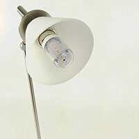 Moderne Tischleuchte Kathy  Drehgelenk Lampe Nickel Glas weiß Fassung G9