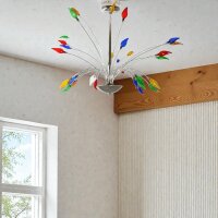 Pendelleuchte Flamme 15 flammig Deckenleuchte Lampe Halogenlampe chrom-bunt