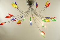 Deckenleuchte Flamme 16 flammig Halogenlampe chrom Glas bunt